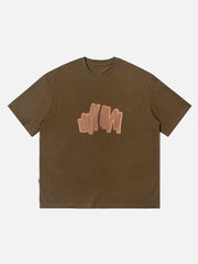 T-Shirt mit flauschigem Graffiti-Print 