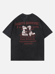 T-Shirt mit flauschigem Muster und Kontrastdruck 