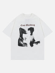 T-Shirt mit flauschigem Muster und Kontrastdruck 