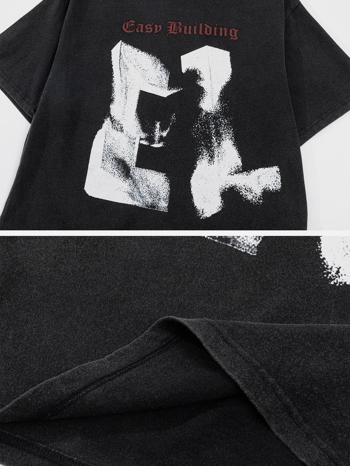 T-Shirt mit flauschigem Muster und Kontrastdruck 