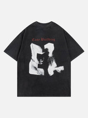 T-Shirt mit flauschigem Muster und Kontrastdruck 