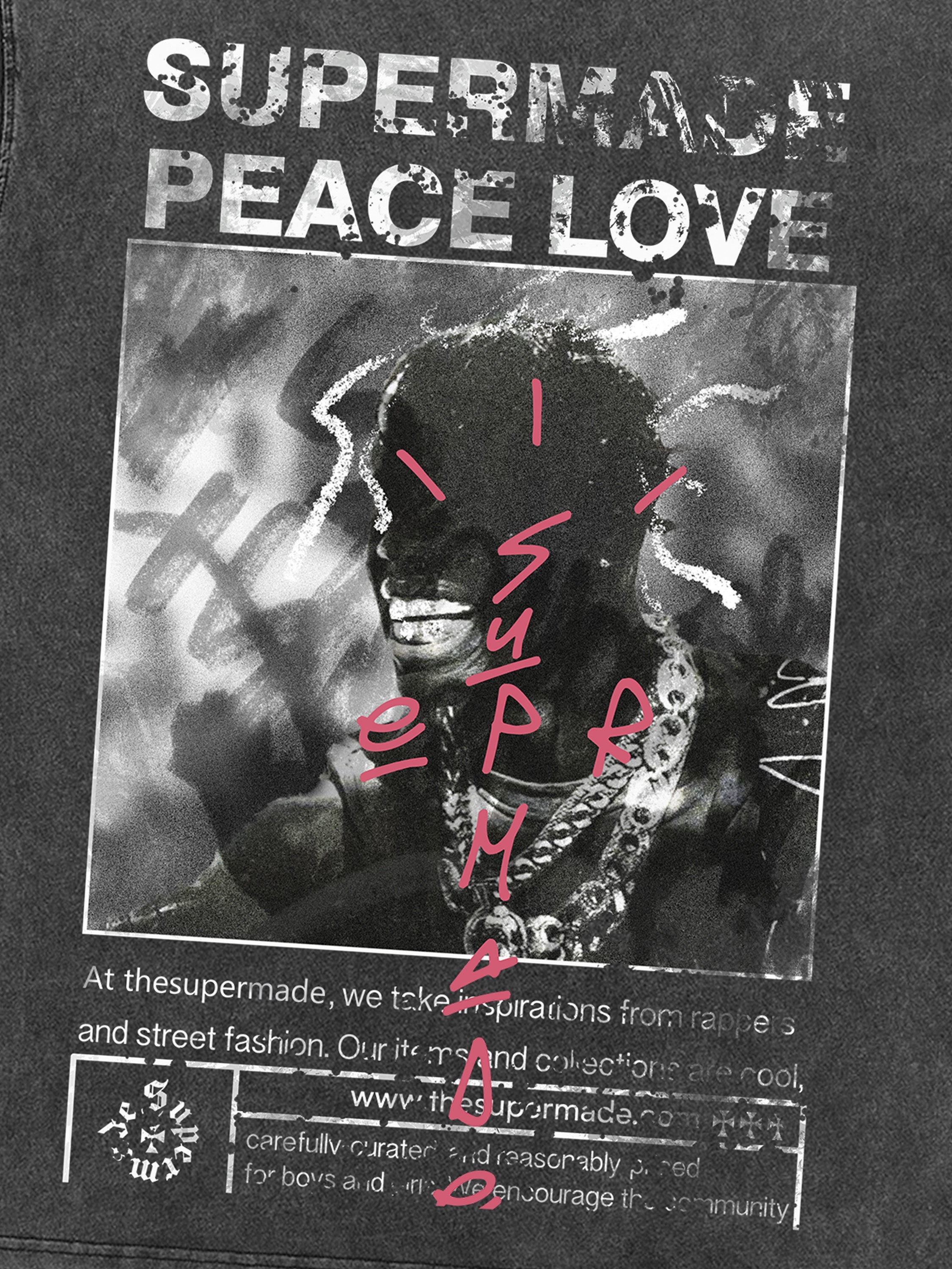 Übergroßes T-Shirt mit Gangsta-Rapper-Buchstaben und Grafik 