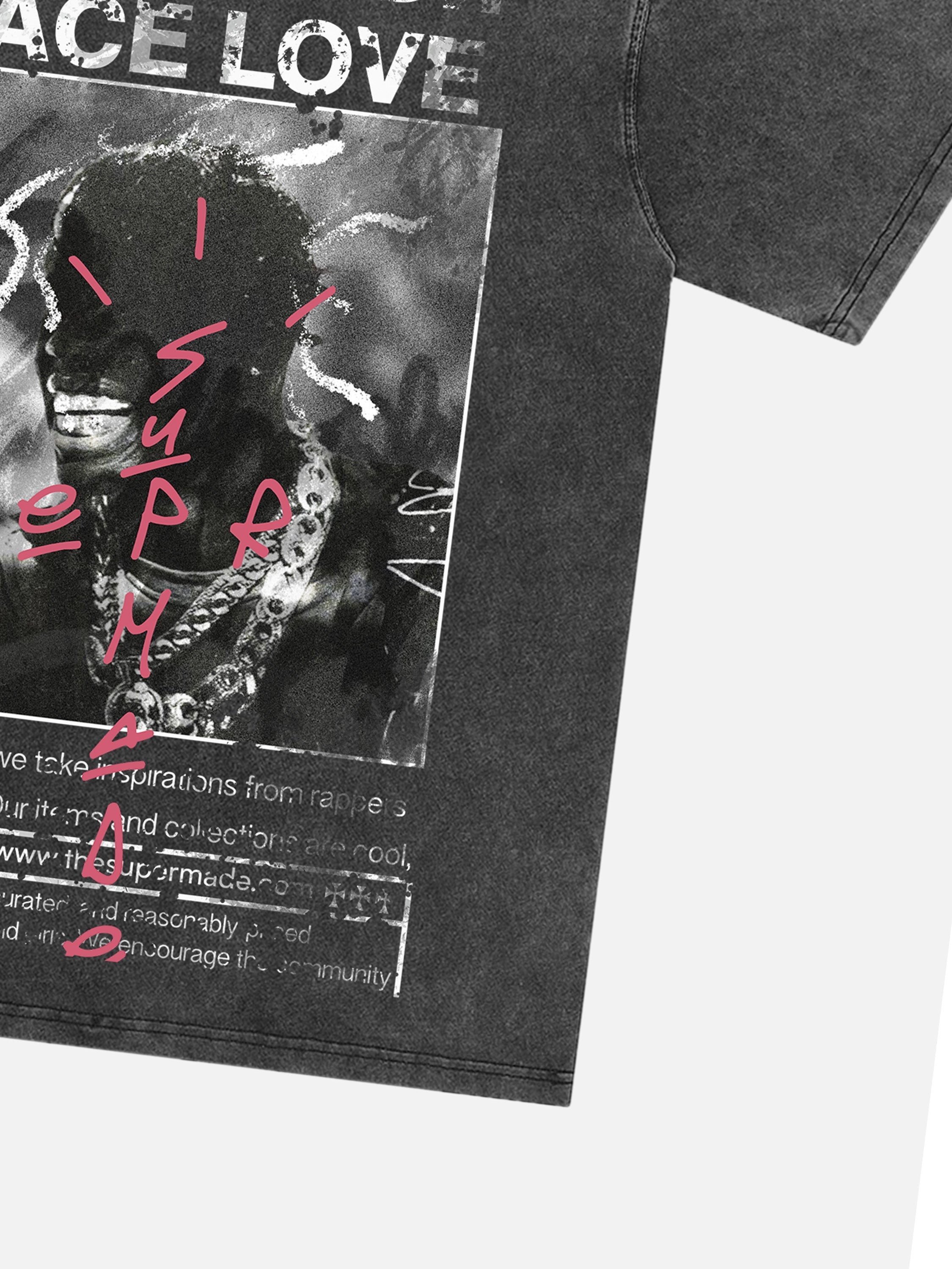 Übergroßes T-Shirt mit Gangsta-Rapper-Buchstaben und Grafik 