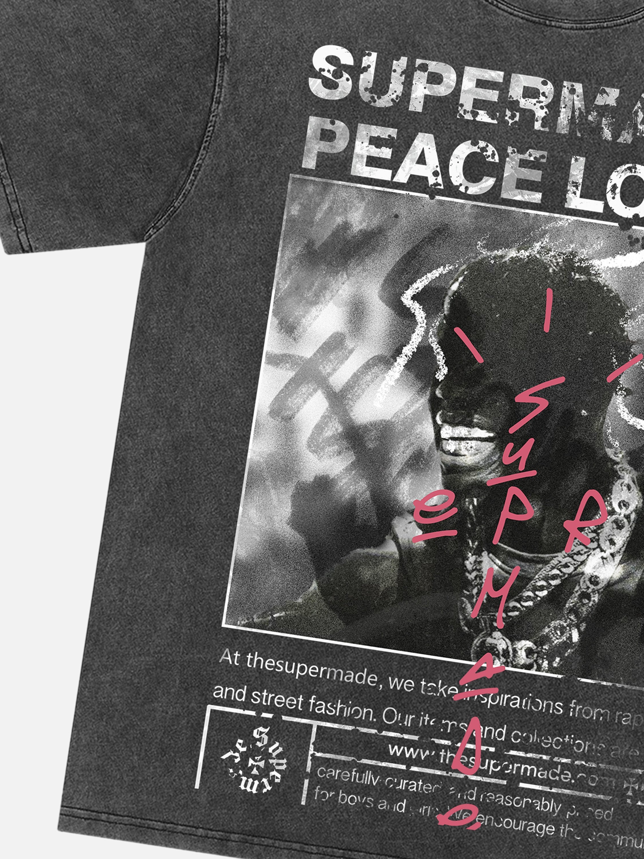 Übergroßes T-Shirt mit Gangsta-Rapper-Buchstaben und Grafik 