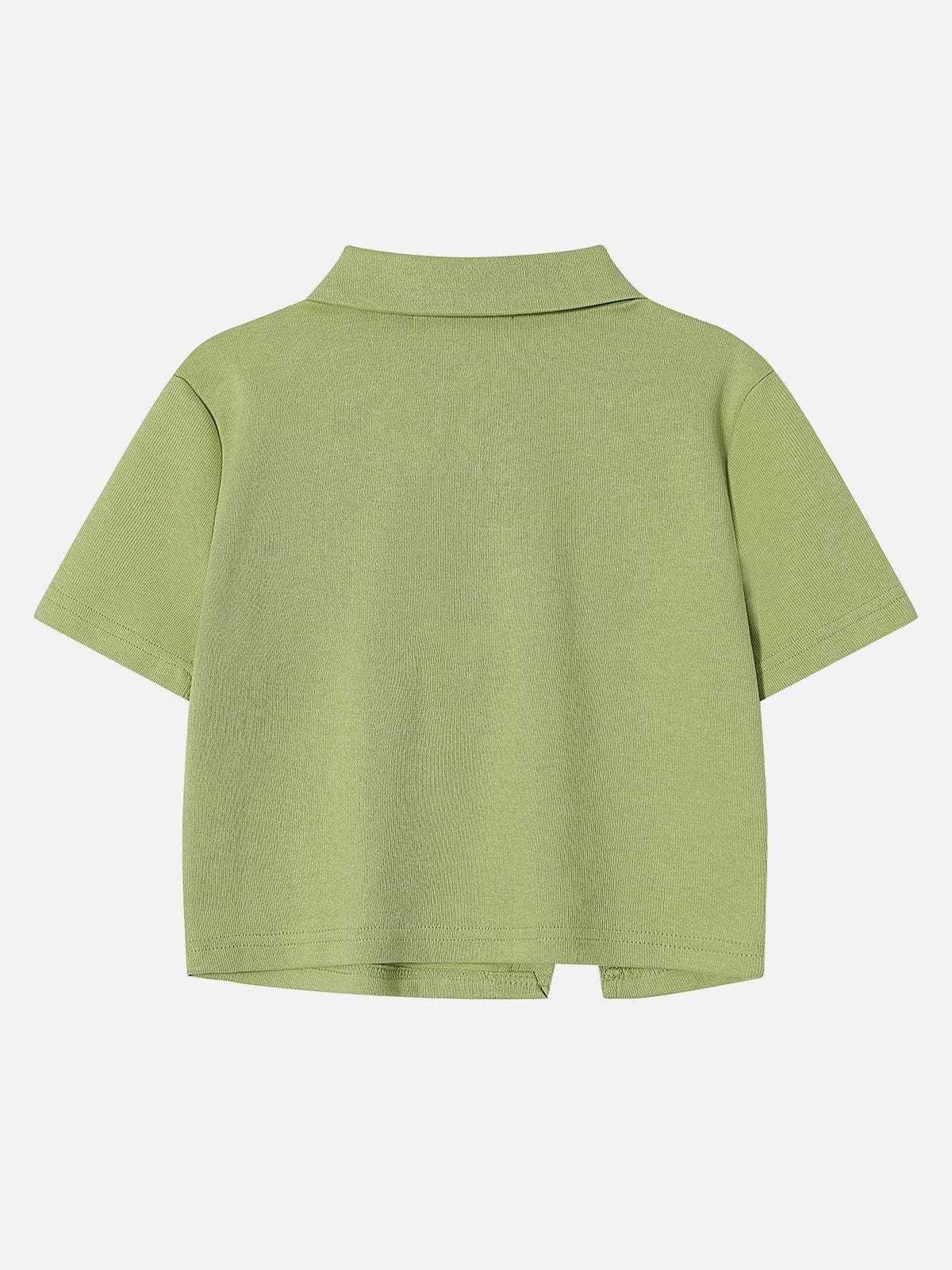 Geometrisches Crop-T-Shirt mit Reißverschluss 