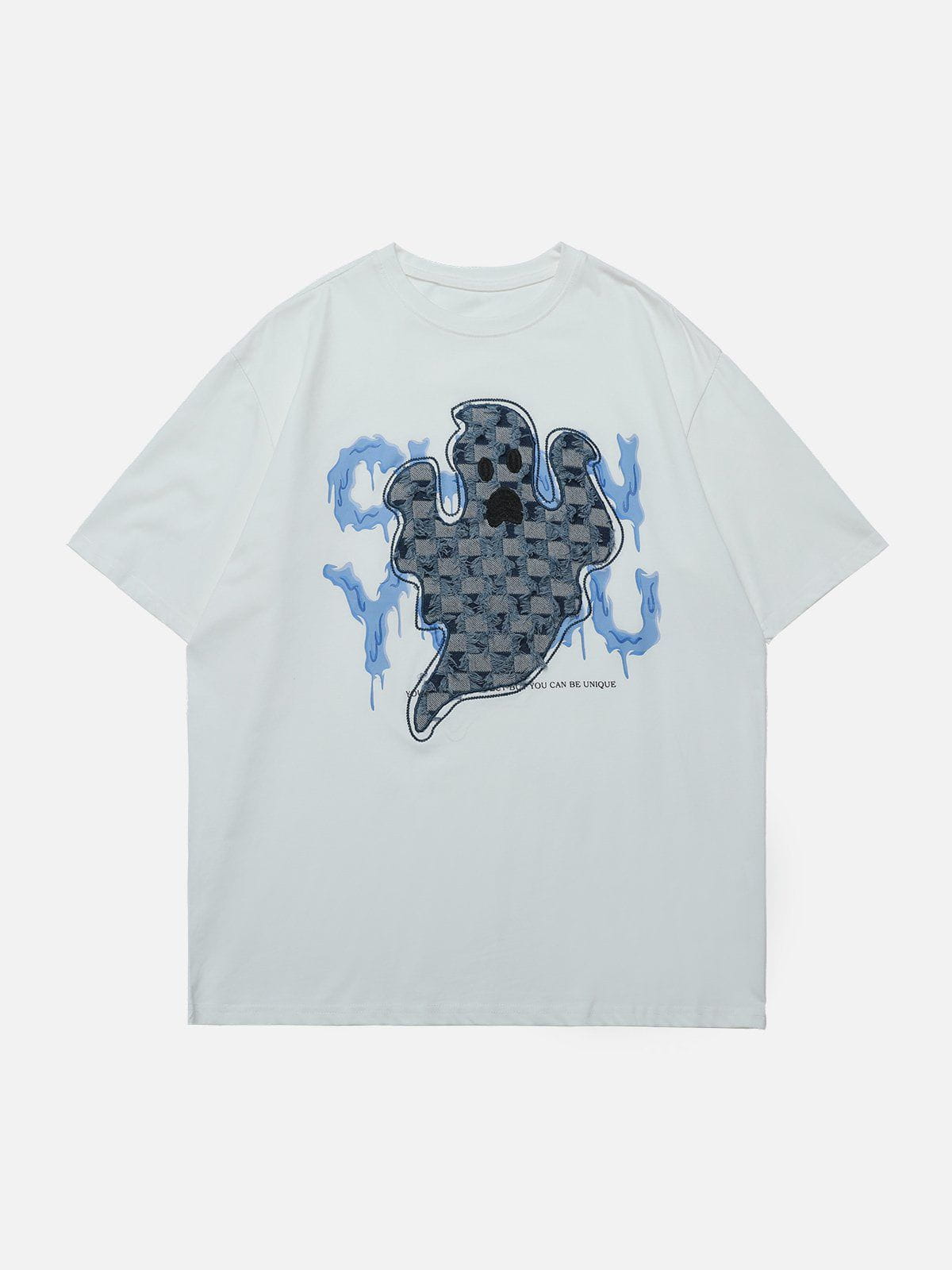 Jeans-T-Shirt mit Geister-Applikation 