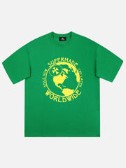T-Shirt mit Globus-Print 