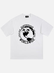 T-Shirt mit Globus-Print 