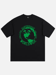 T-Shirt mit Globus-Print 