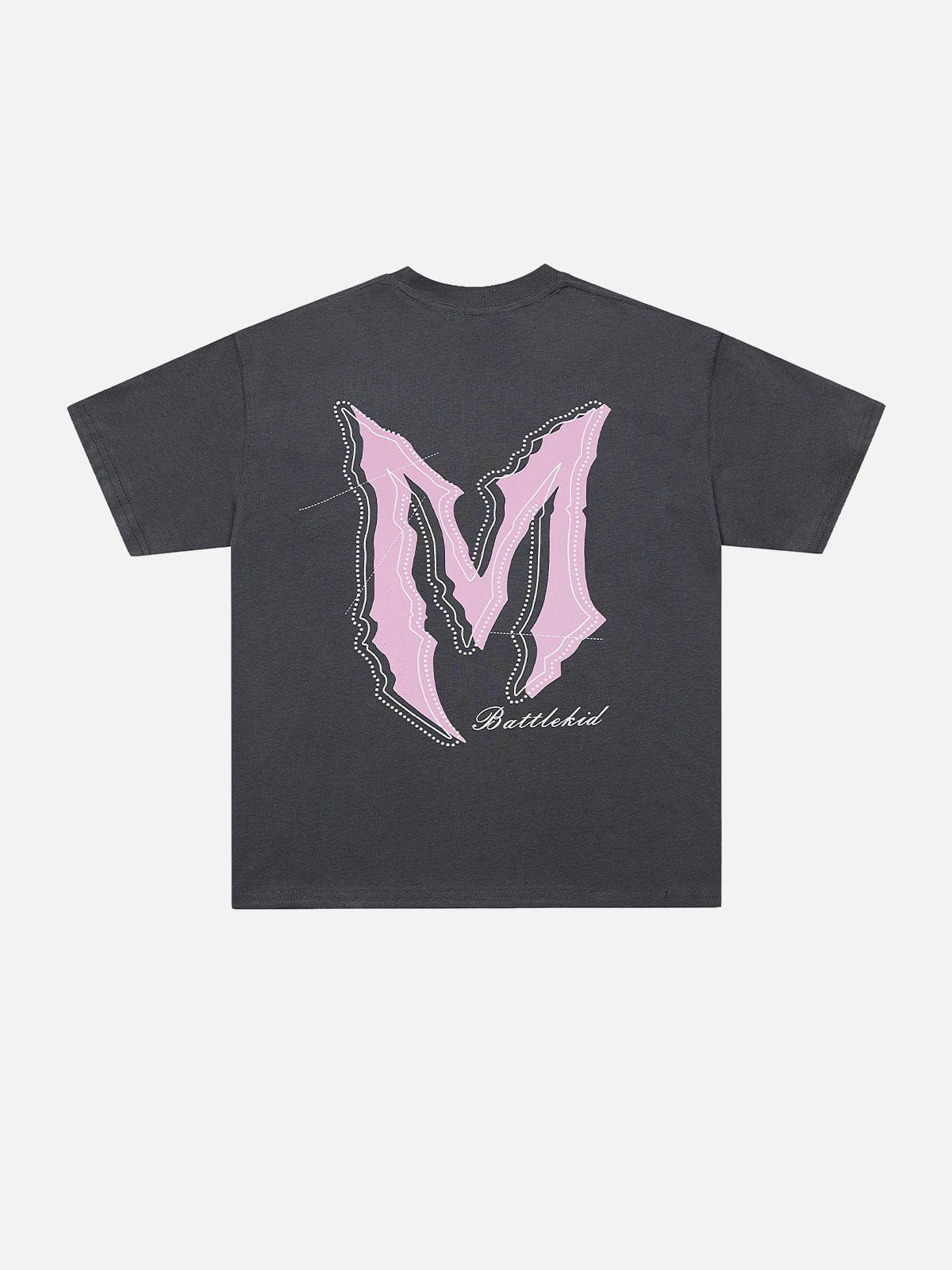 T-Shirt mit Gothic-Alphabet-Print 