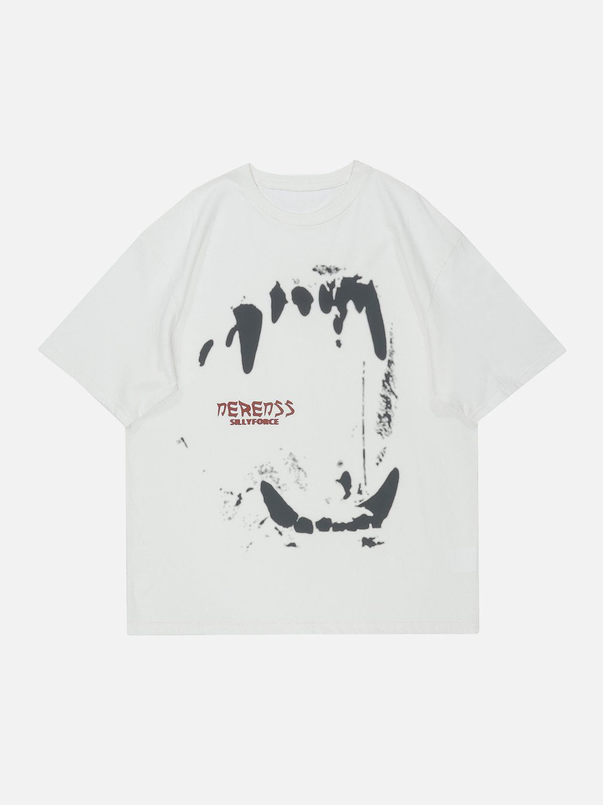 T-Shirt mit Gothic-Dämonenzähne-Print 