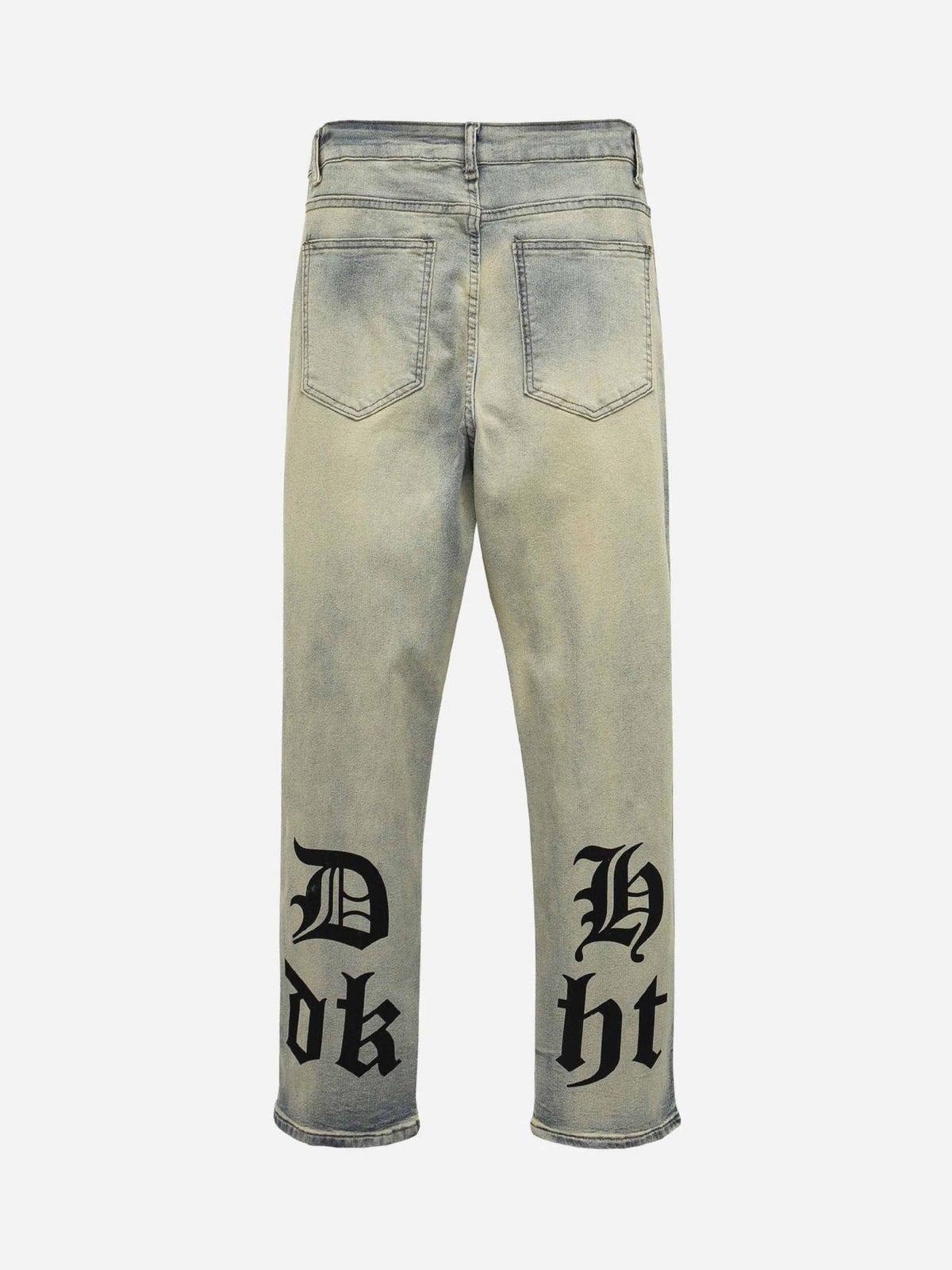 Gothic Letter Print Jeans