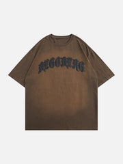 Gothic Letter Washed T-Shirt 