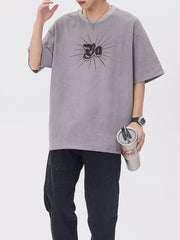 T-Shirt mit gotischer Monogramm-Stickerei 