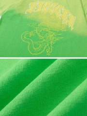 T-Shirt mit Farbverlauf und Drachen-Print 