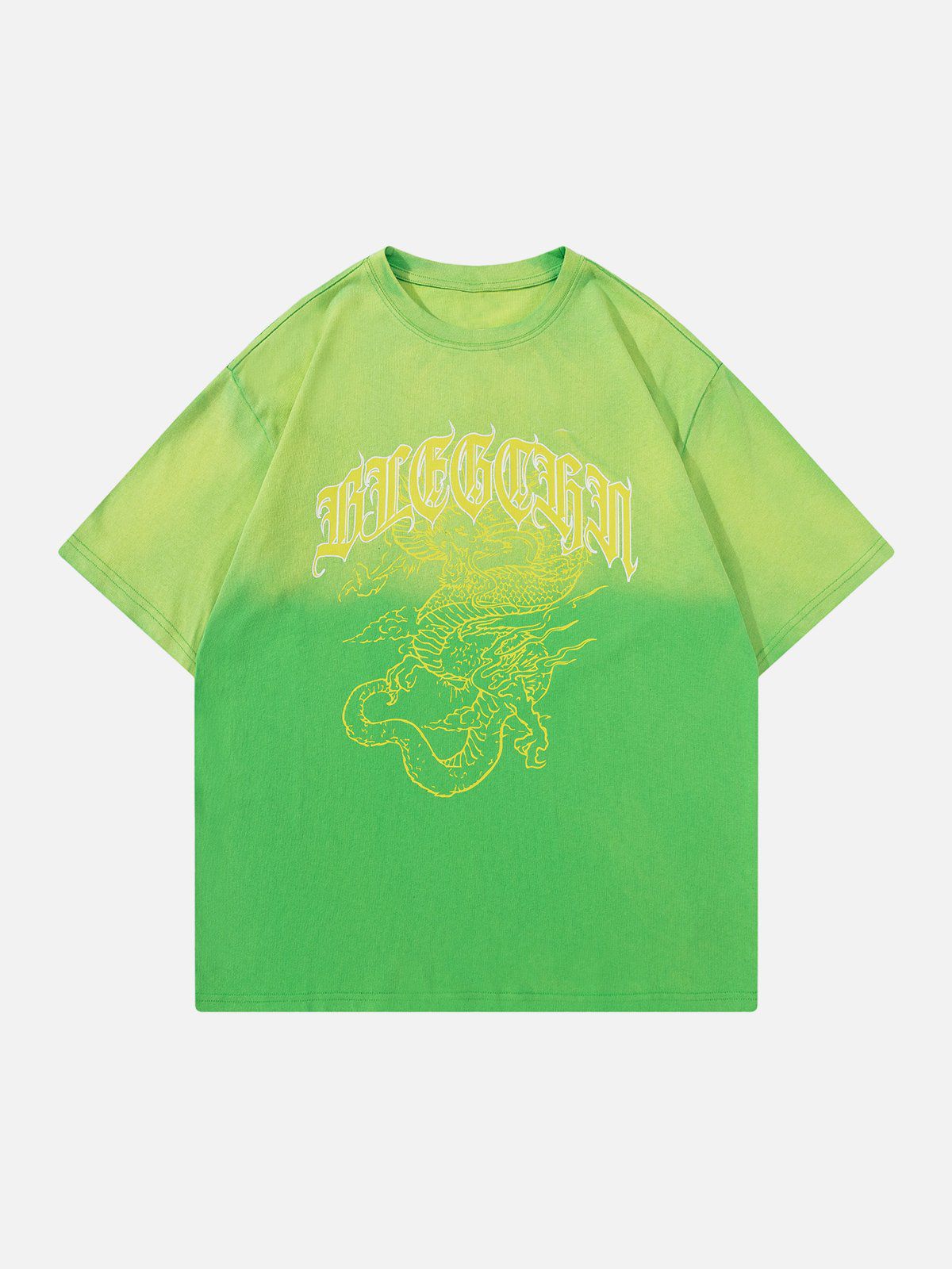 T-Shirt mit Farbverlauf und Drachen-Print 