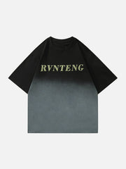 T-Shirt mit Farbverlauf und Buchstaben-Print 