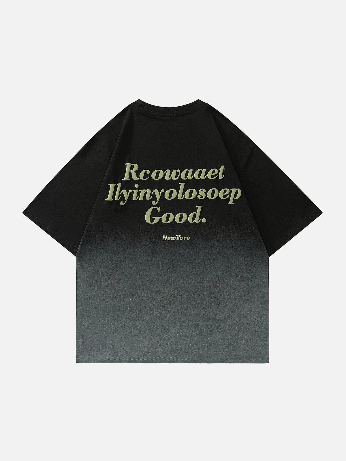 T-Shirt mit Farbverlauf und Buchstaben-Print 