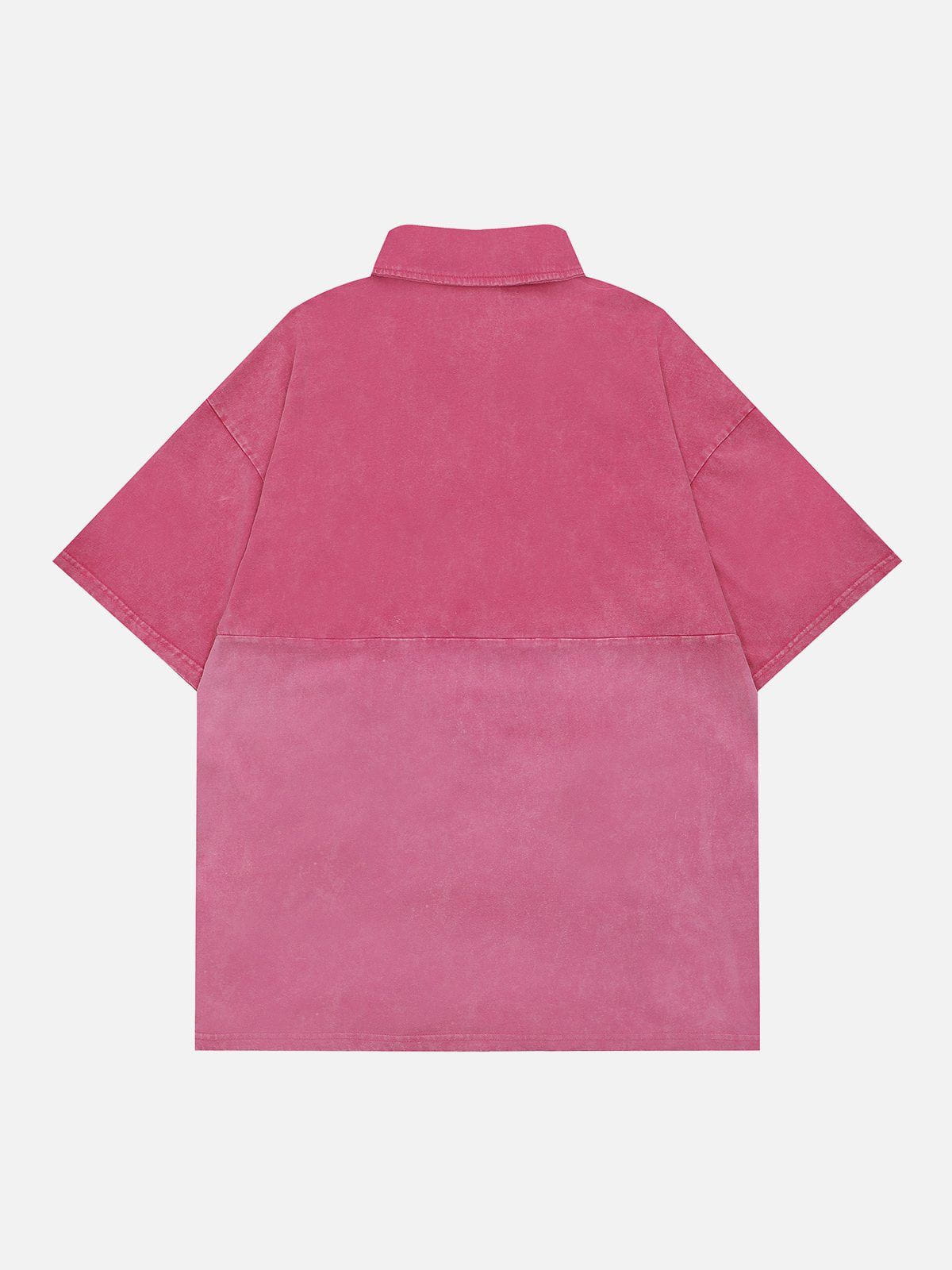 T-Shirt mit Polokragen und Farbverlauf-Patchwork 