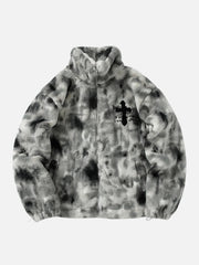Gradient Plush Cross Embroidered Lambswool Jacket - 1558