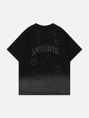 T-Shirt mit Farbverlauf und Stern-Applikation 
