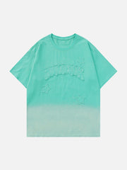 T-Shirt mit Farbverlauf und Stern-Applikation 
