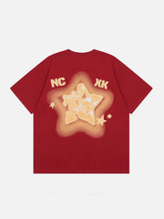 T-Shirt mit Farbverlauf und Sternen-Print 