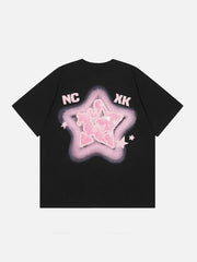 T-Shirt mit Farbverlauf und Sternen-Print 