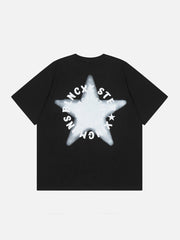 T-Shirt mit Buchstaben und Stern-Ring 