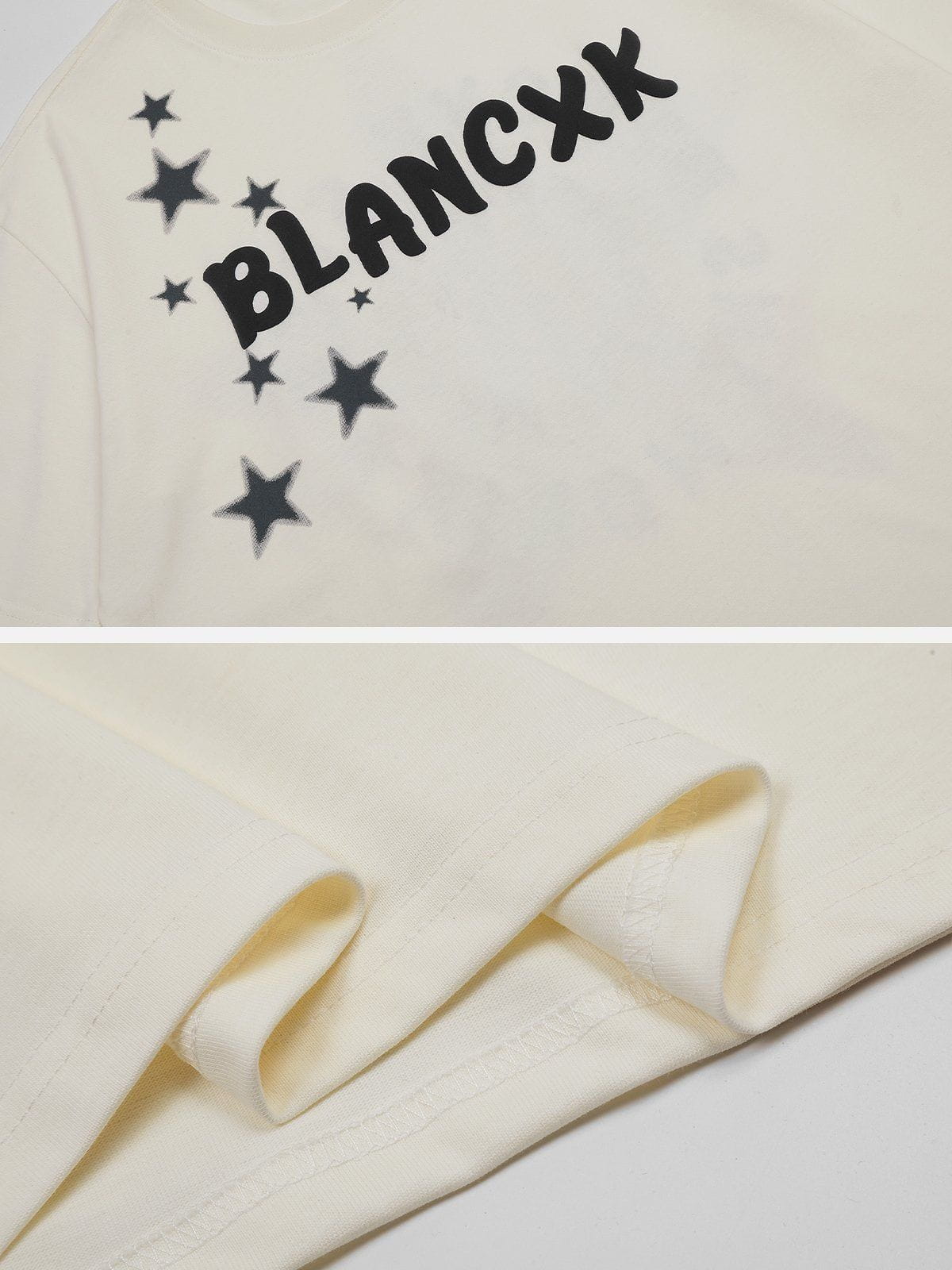 T-Shirt mit Buchstaben und Stern-Ring 
