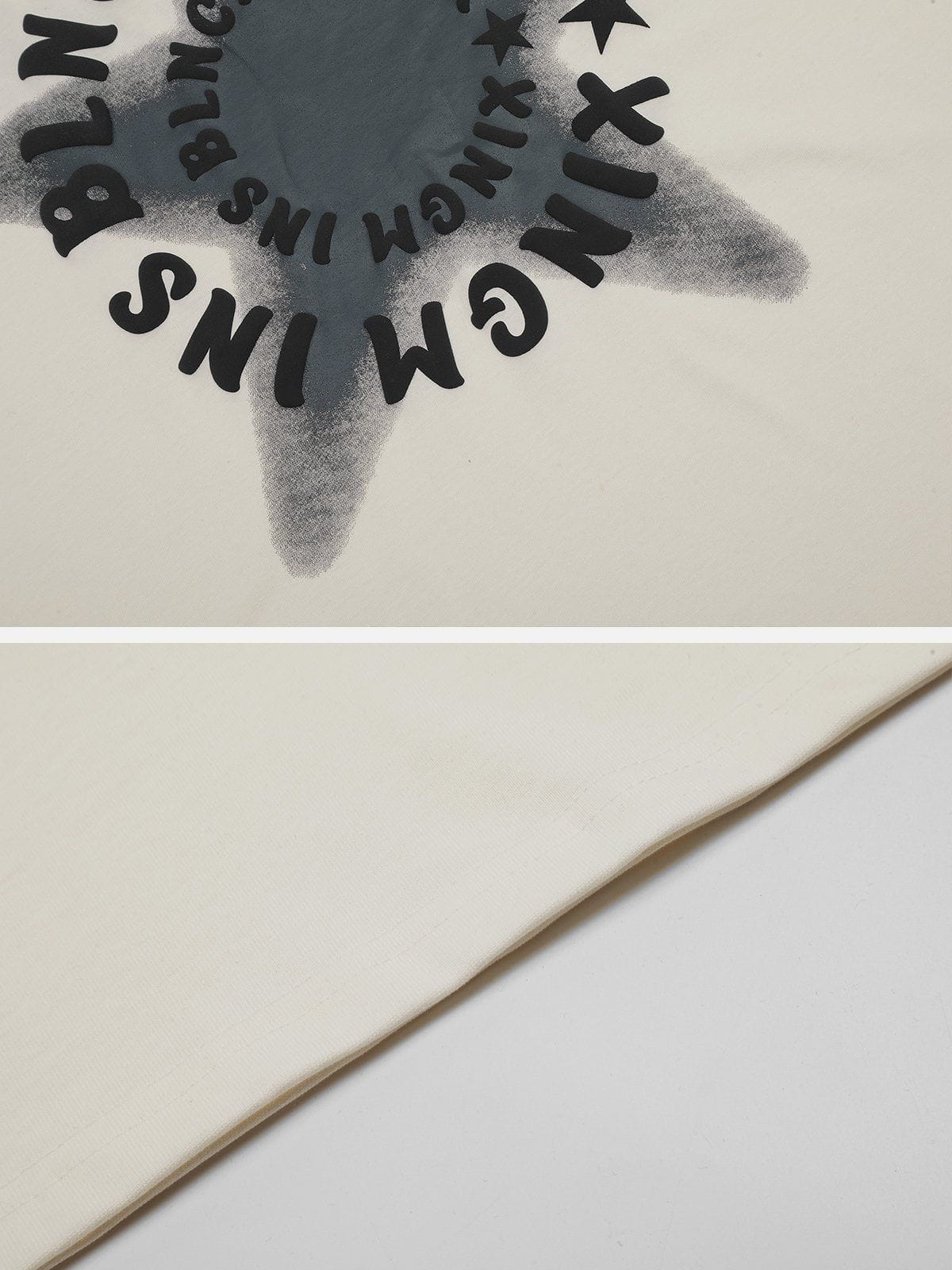 T-Shirt mit Buchstaben und Stern-Ring 