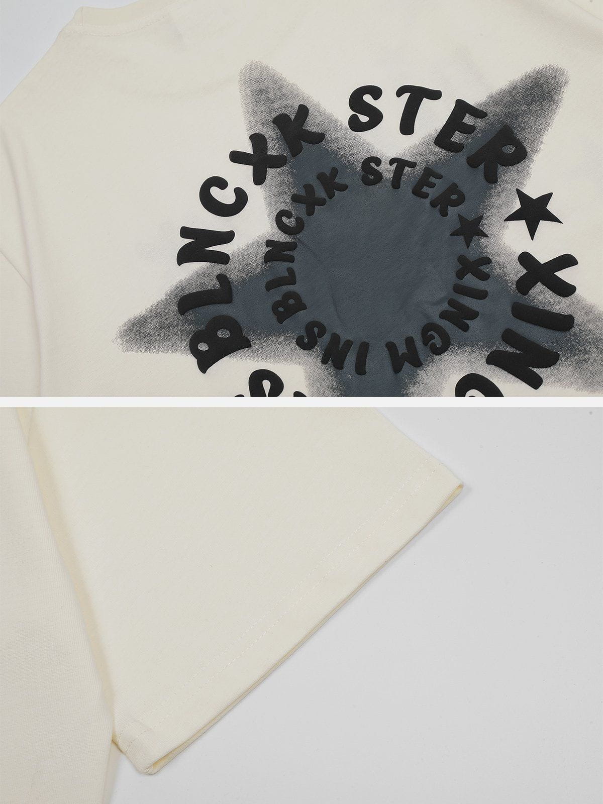 T-Shirt mit Buchstaben und Stern-Ring 