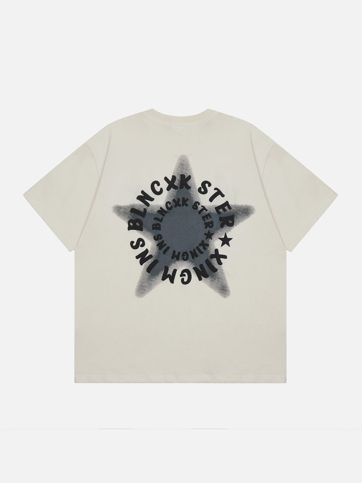 T-Shirt mit Buchstaben und Stern-Ring 