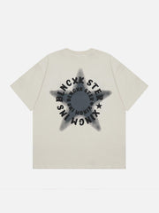 T-Shirt mit Buchstaben und Stern-Ring 
