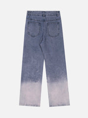 Gradient Wash Denim Straight Leg Pants