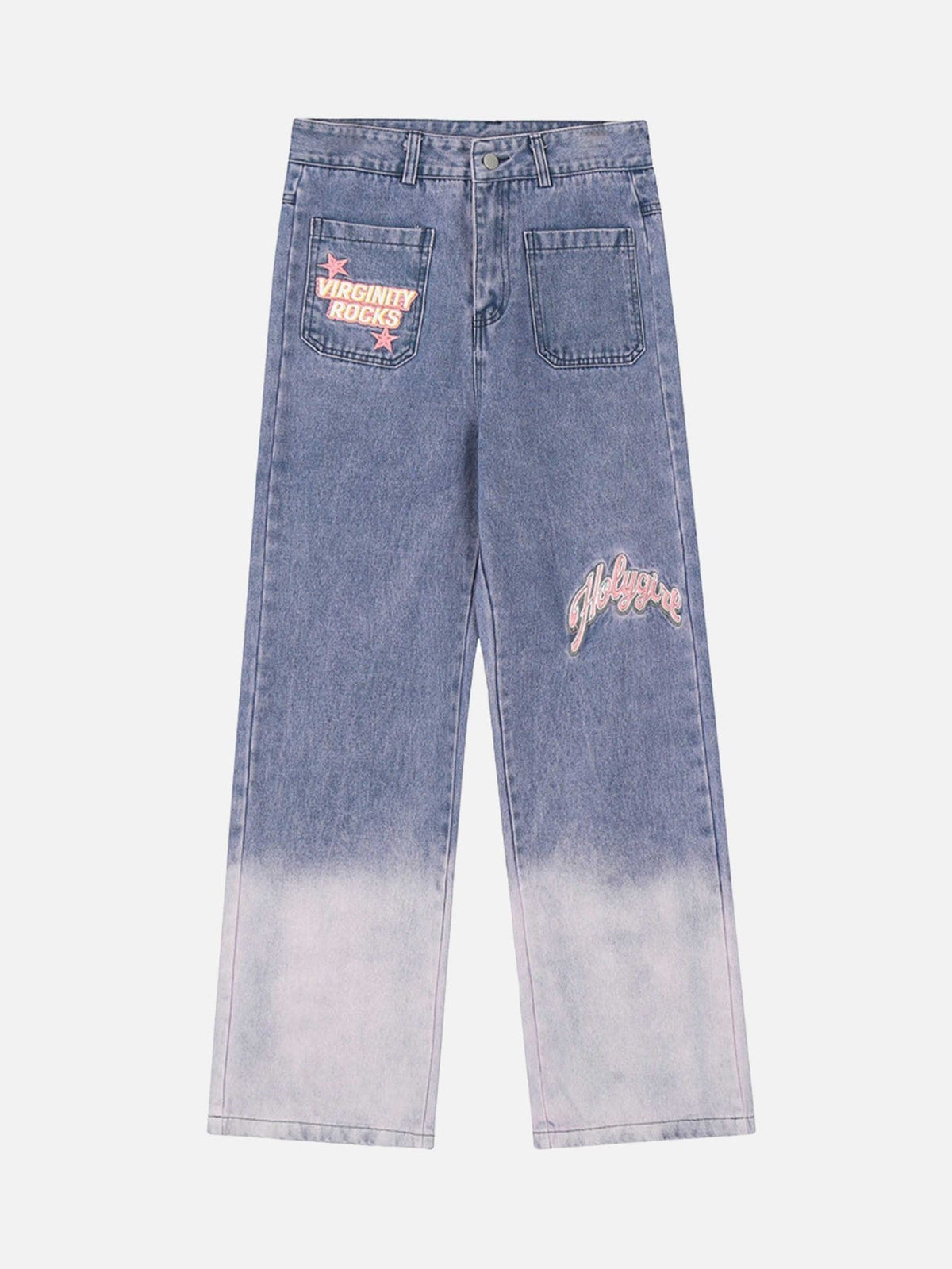 Gradient Wash Denim Straight Leg Pants