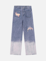 Gradient Wash Denim Straight Leg Pants