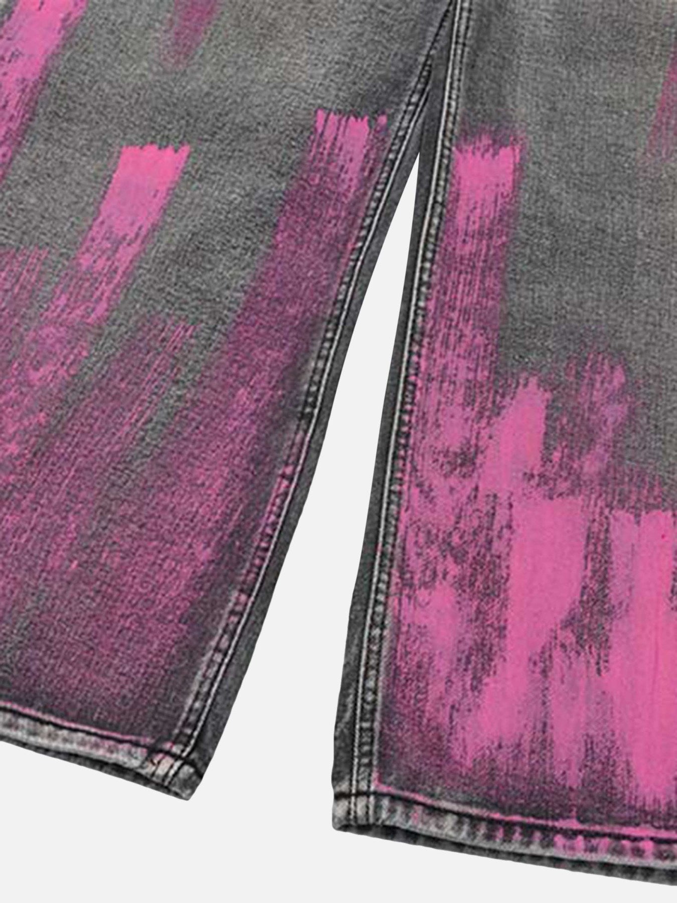 Graffiti Airbrushed Washed And Distressed Jeans - 1886