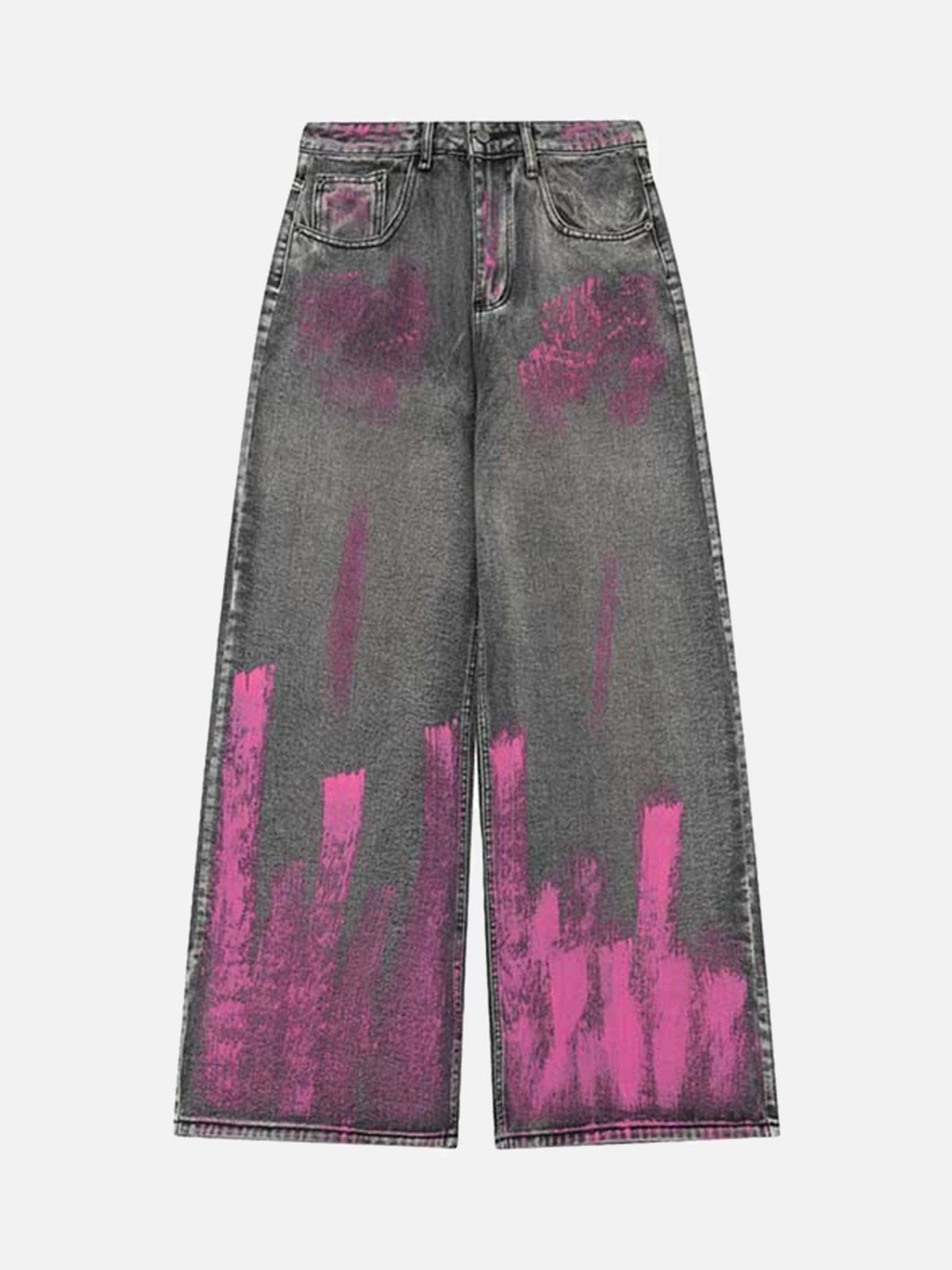 Graffiti Airbrushed Washed And Distressed Jeans - 1886