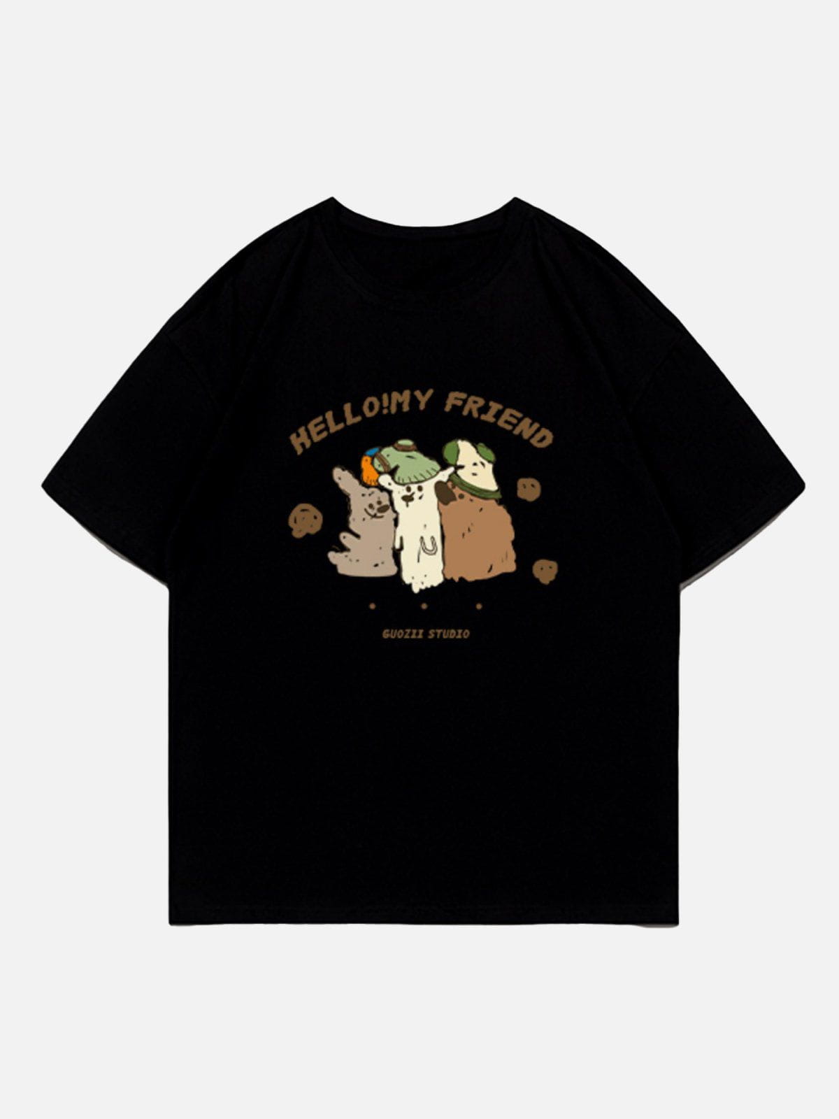 T-Shirt mit Graffiti-Hunde-Print 