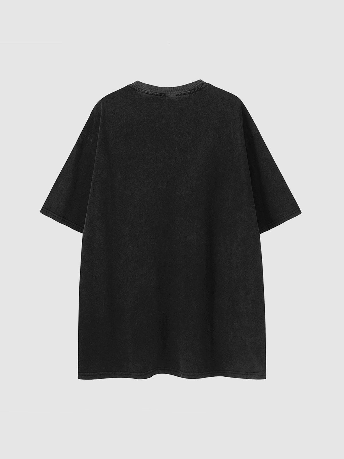 T-Shirt mit Graffiti-Ölgemälde und Buchstaben-Print 