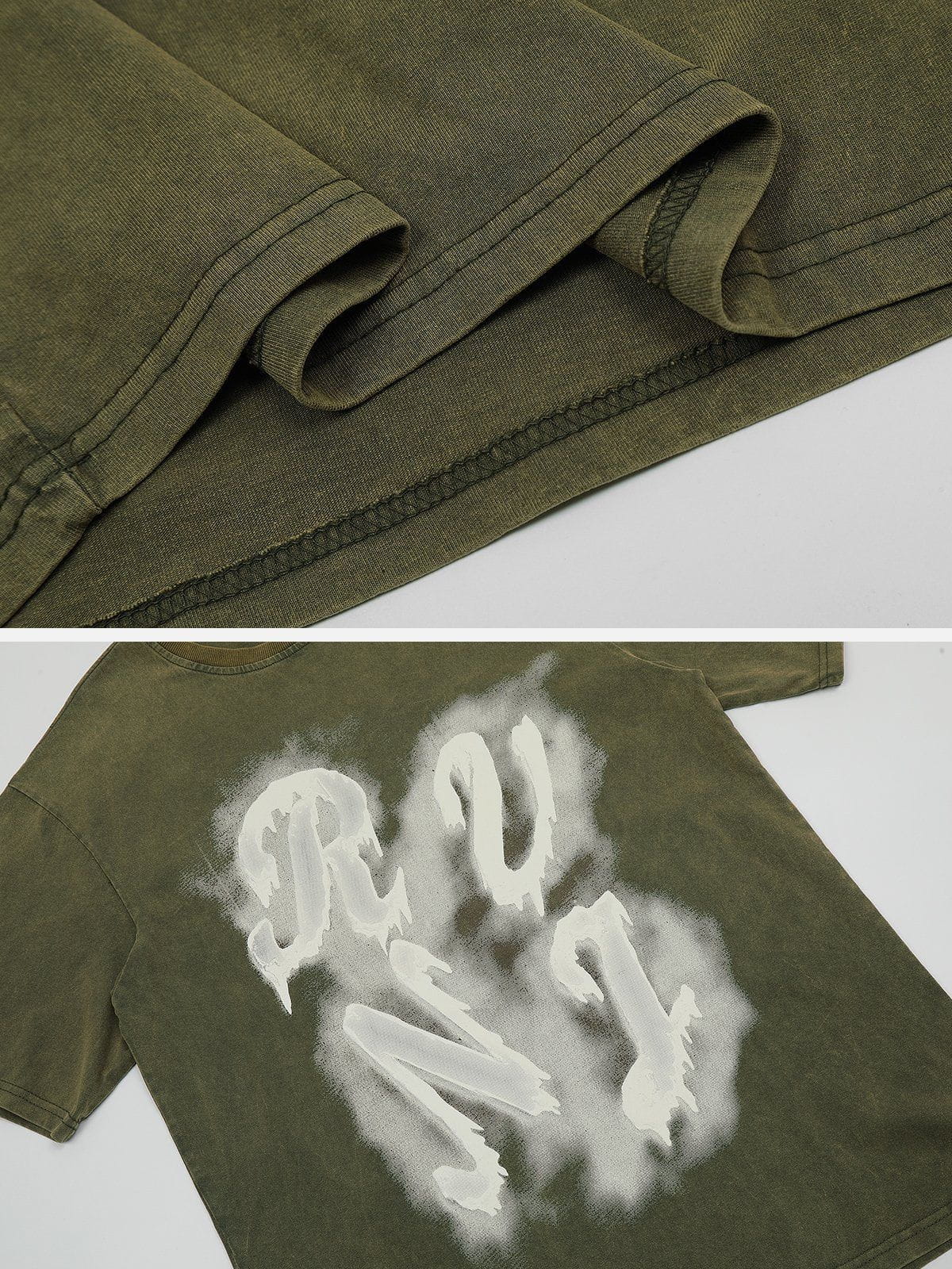 T-Shirt mit Graffiti-Ölgemälde und Buchstaben-Print 