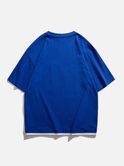 Patchwork-T-Shirt mit H-Buchstaben-Print 