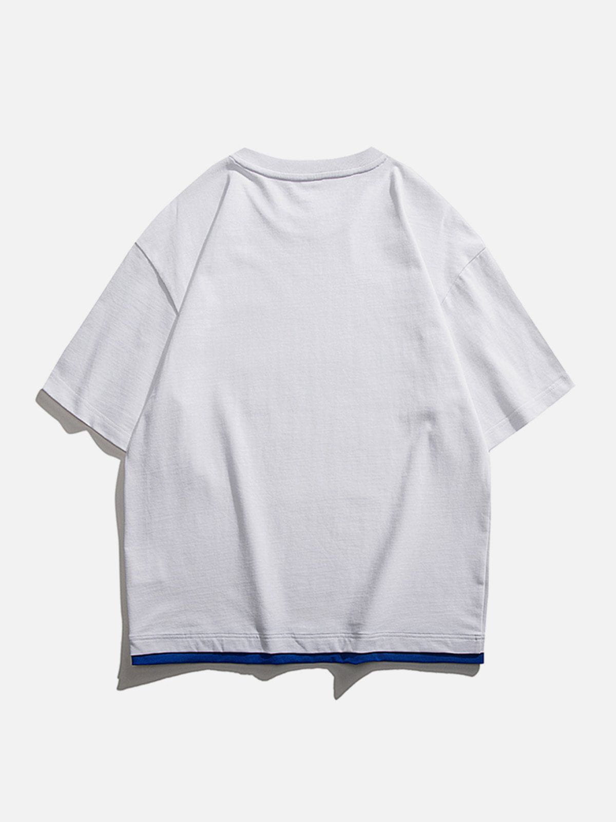 Patchwork-T-Shirt mit H-Buchstaben-Print 