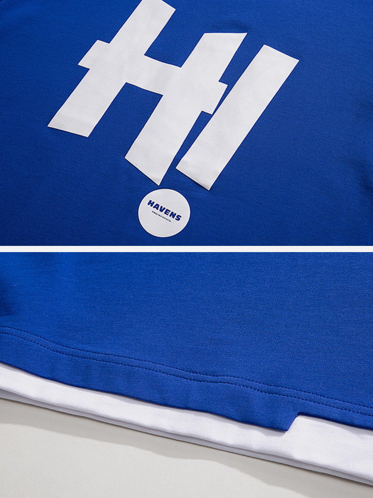 Patchwork-T-Shirt mit H-Buchstaben-Print 