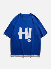 Patchwork-T-Shirt mit H-Buchstaben-Print 