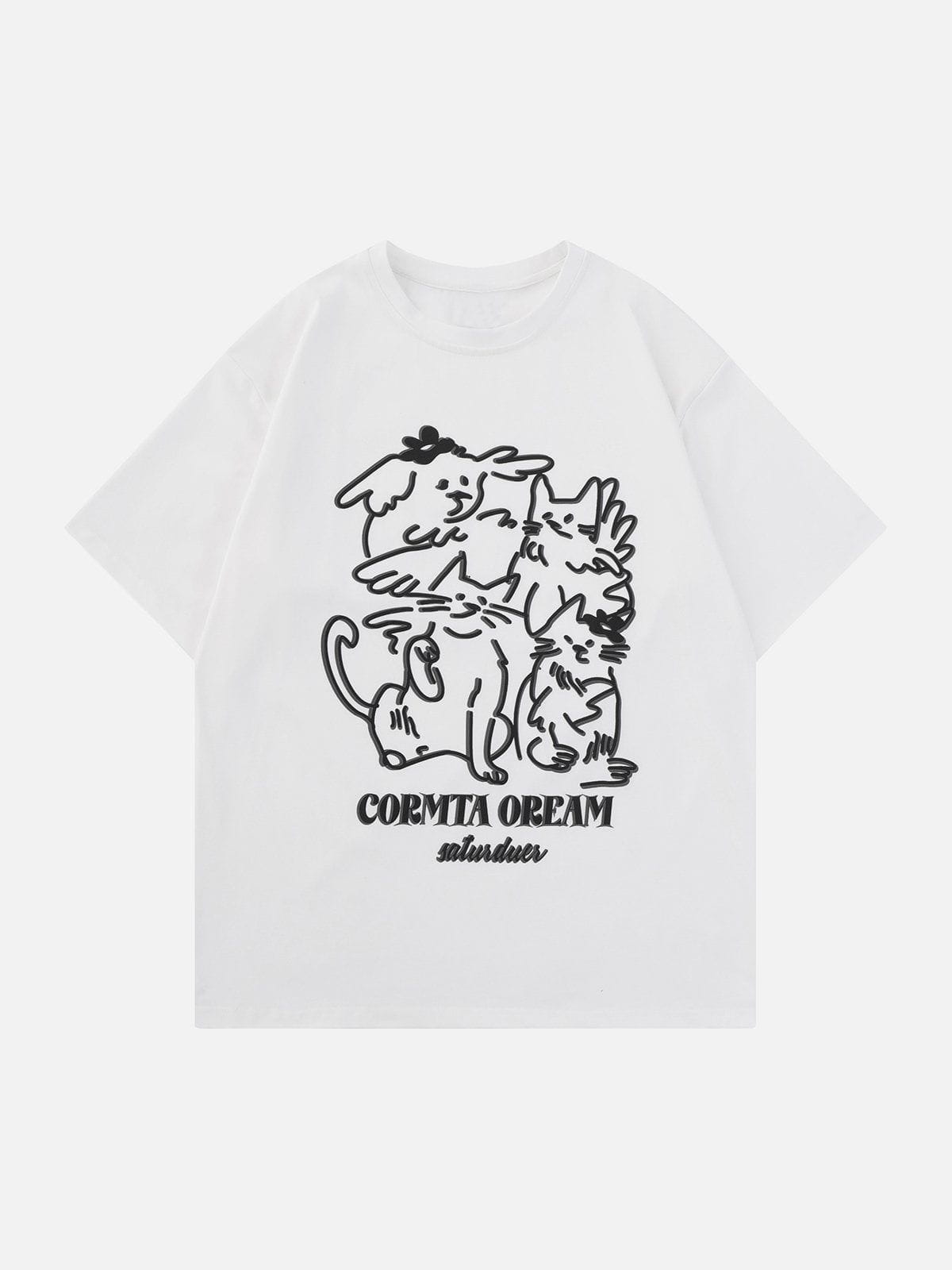 Hand Painted Cat Print Tee