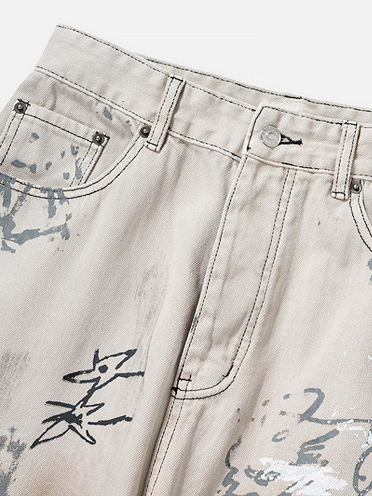 Hand-painted Graffiti Baggy Jeans - 1885