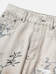 Hand-painted Graffiti Baggy Jeans - 1885