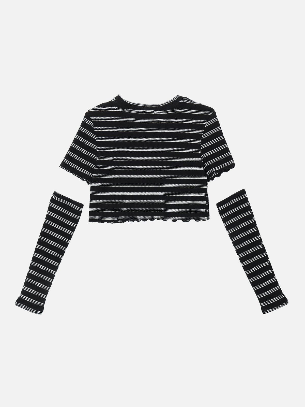 Heart Cut Stripe Crop Tee